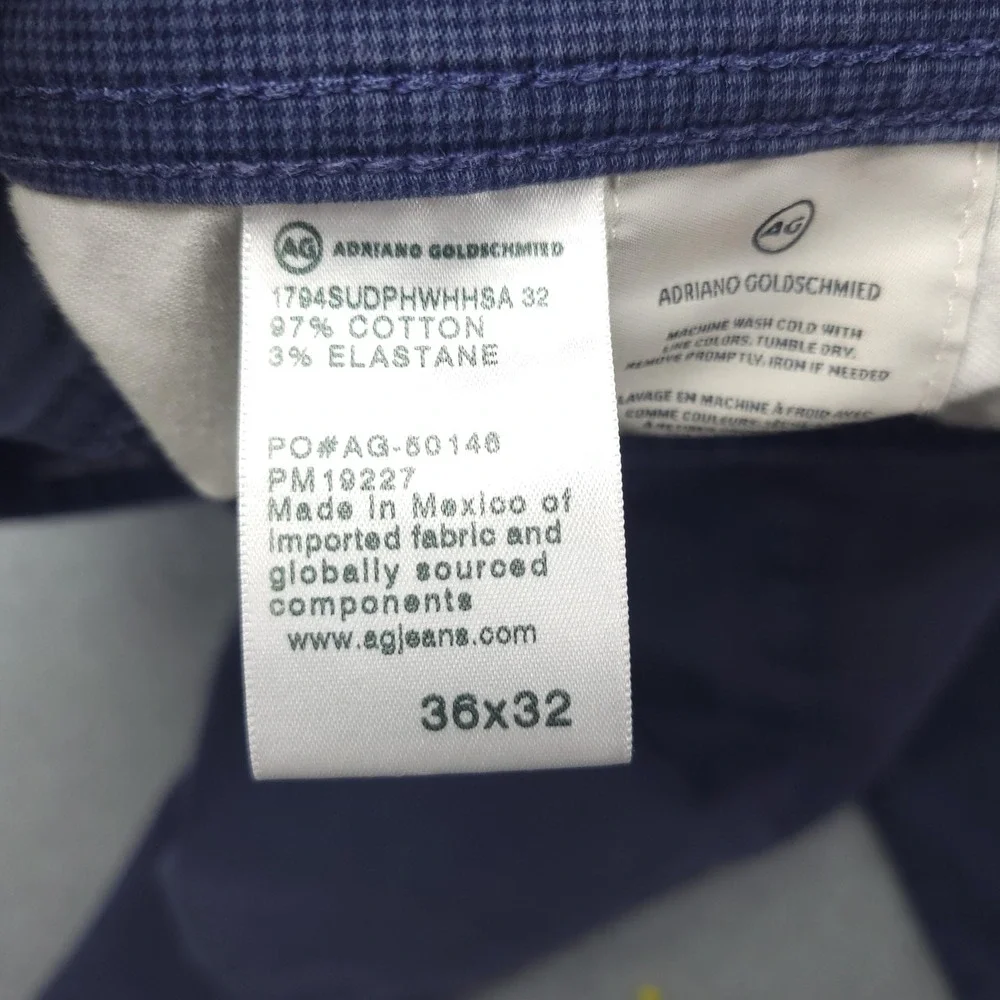 AG Adriano Goldschmied Everett Jeans Mens 36x32 Blue Slim Straight Stretch Denim